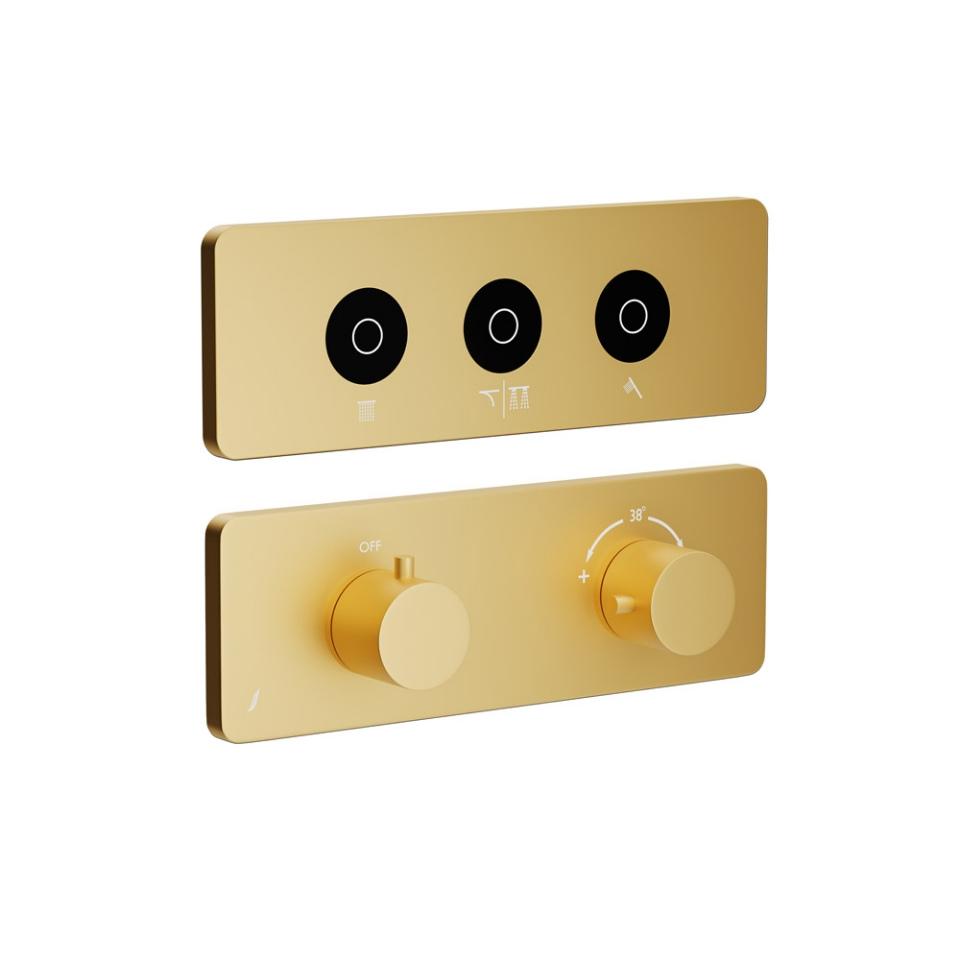 QLOUD Touch Shower System with 3 outlets (Rain, Waterfall Shower mode & Hand Shower)-Matt Gold