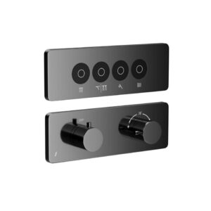 QLOUD Touch Shower System with 4 outlets (Rain, Mist_Waterfall, Hand Shower & Body Shower)-Black Chrome